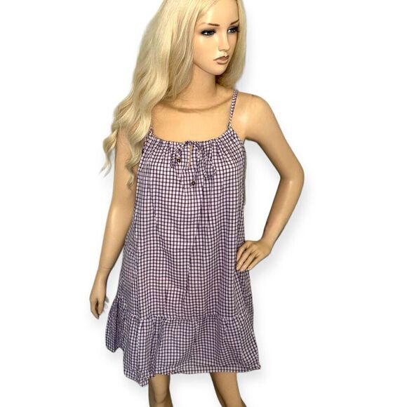 ANGIE Flounce Hem Minidress In Lilac Check Size Medium NEW - Picture 4 of 15